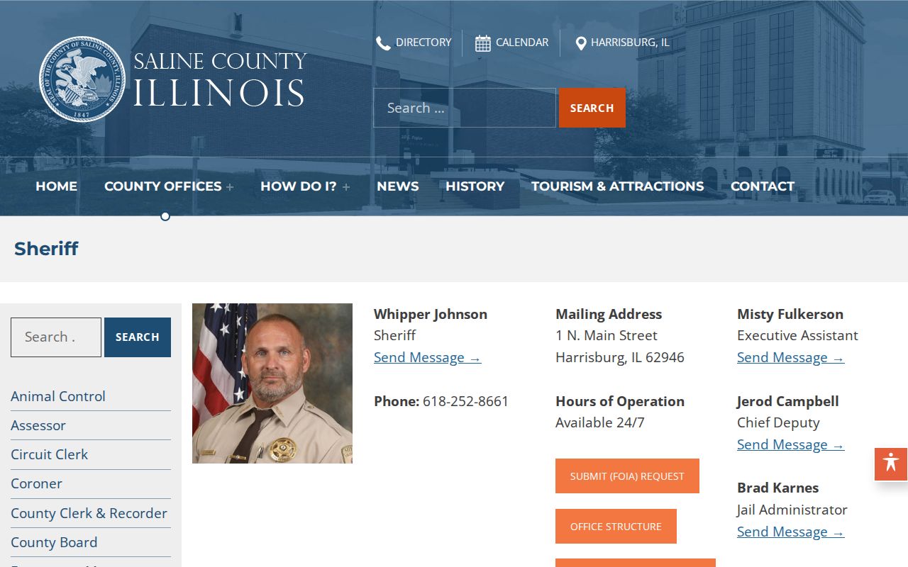 Saline County Sheriff contact and FOIA page