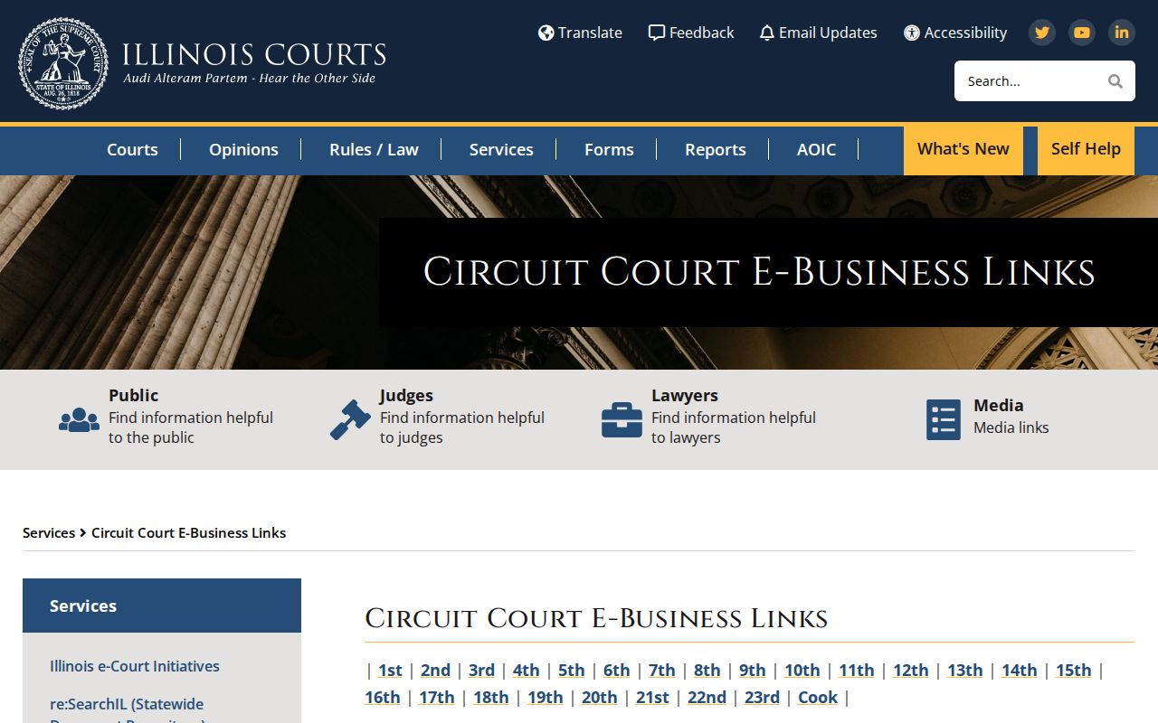 Illinois Courts circuit court electronic access links