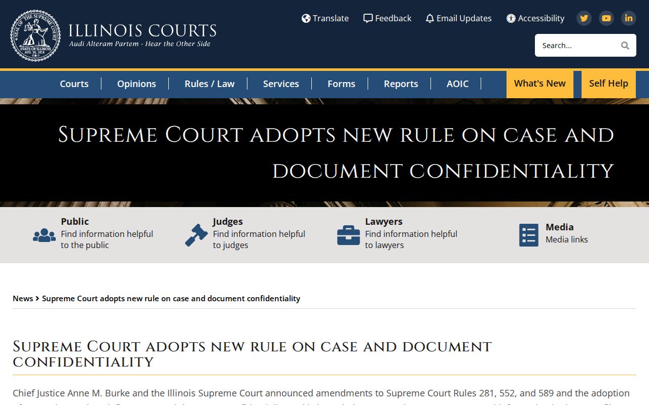 Illinois Supreme Court Rule 8 court record access labels